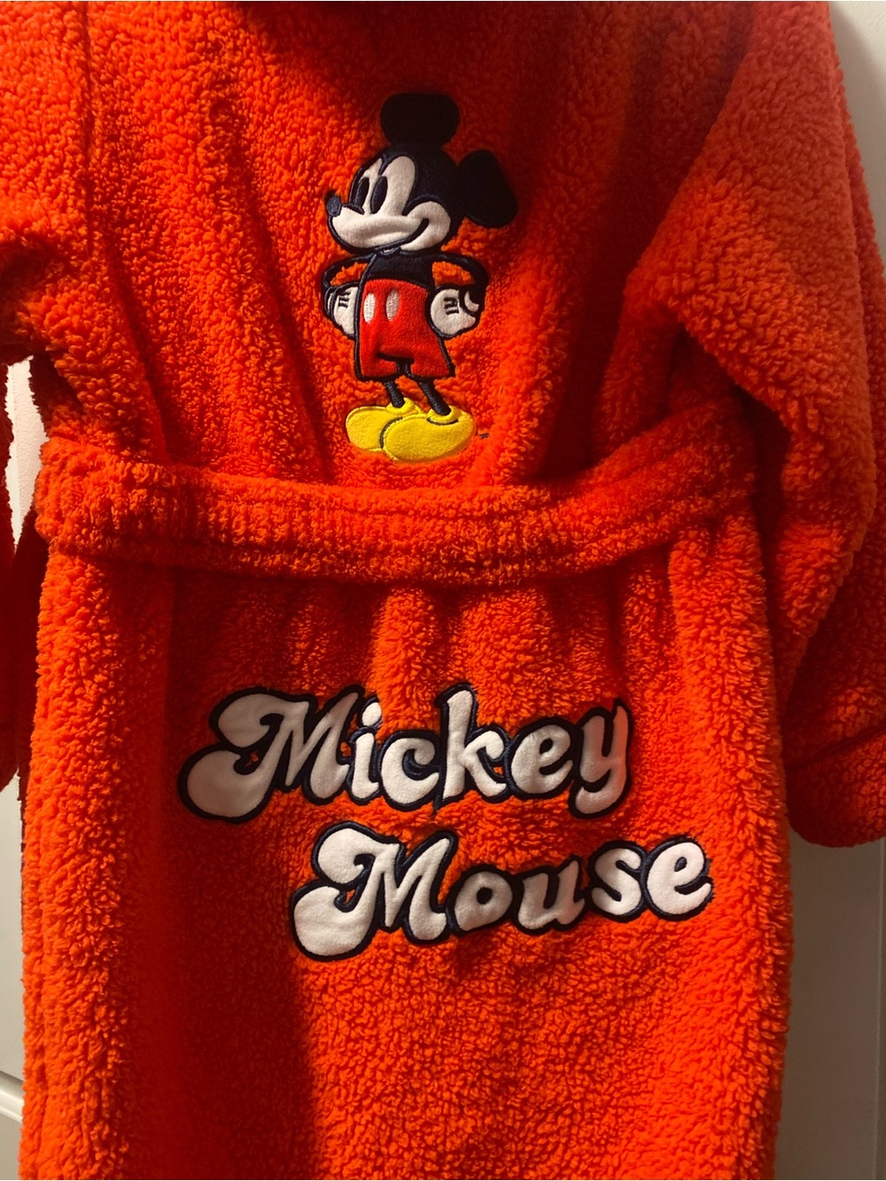 Disney Mickey Mouse Bathrobe Kid’s Size 9/10 Red With Printed Hood